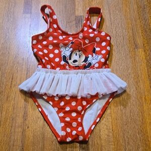 Disney Baby 24 Months Minnie Mouse Red White Polka Dot‎ Tutu One Piece Swim Suit